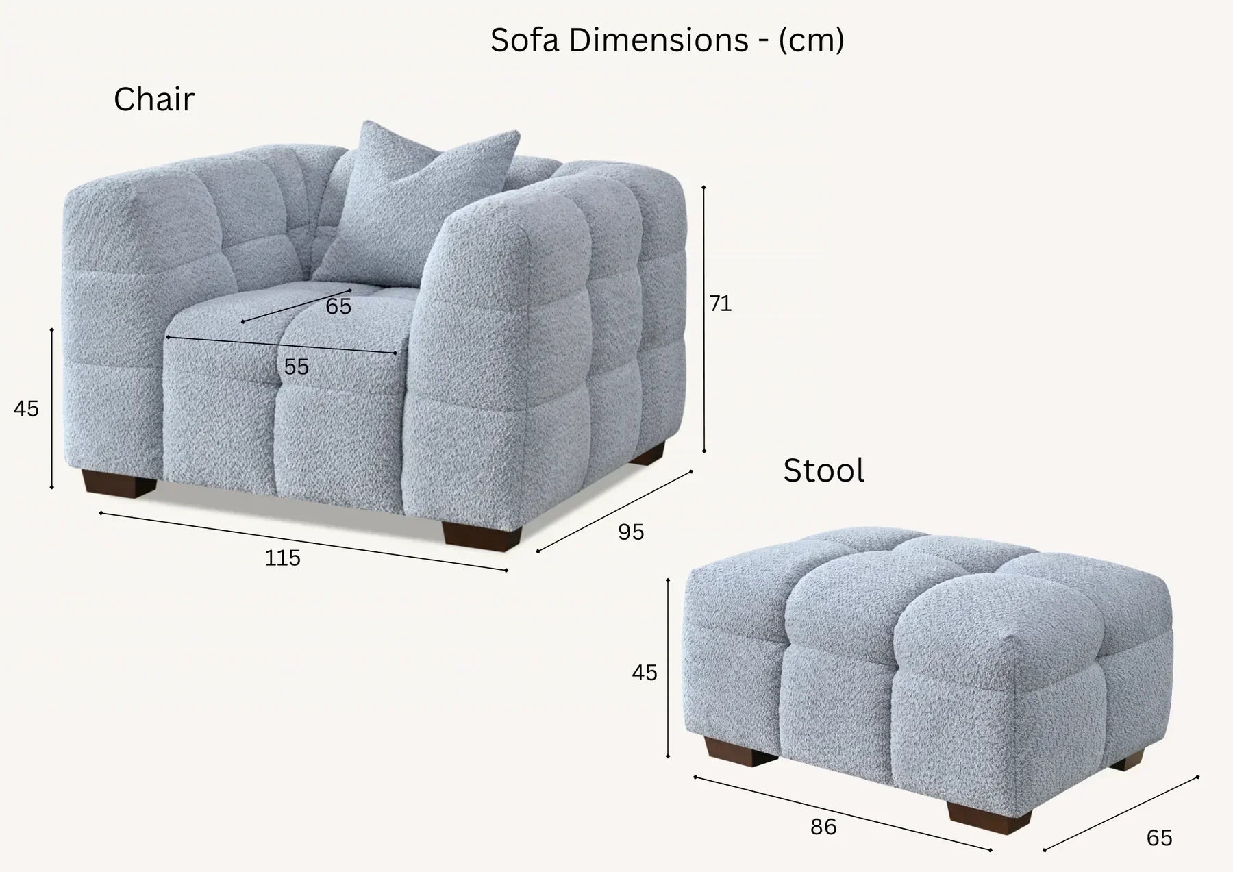 Sofista 4 seater Tribeca Sofa in Pearl Boucle - Sofista Living LTD 