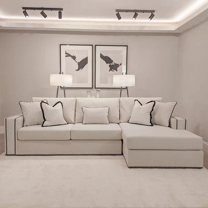Sofista Mayfair Large Right Corner Sofa Black Piping Detail – Elegant Contrast Finish UK