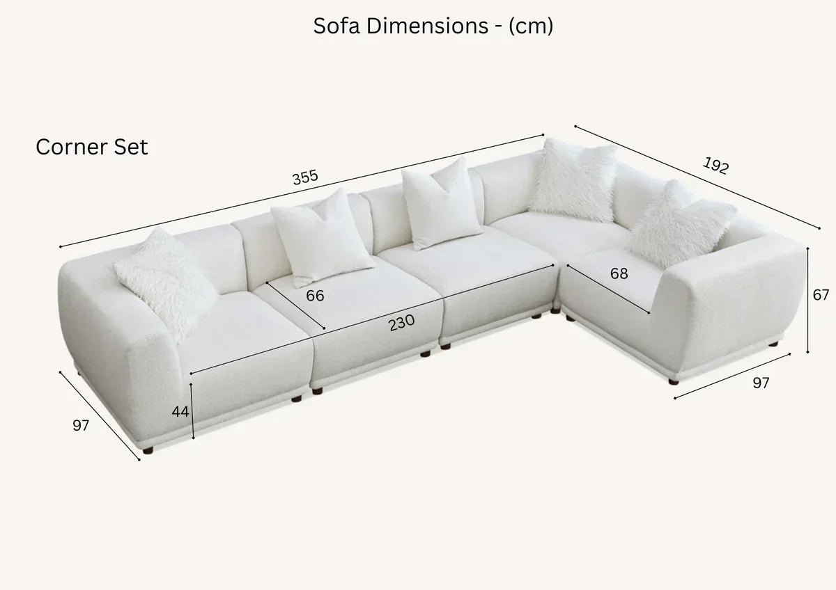 Lottie Right Corner Sofa in Polar Boucle - Sofista Living LTD 