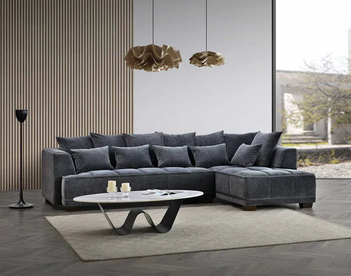 Sofista Gramercy Right Corner Sofa in Steel Velvet - Sofista Living LTD 