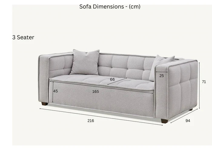 Sofista 3 Seater Murray Sofa in Putty Boucle Fabric