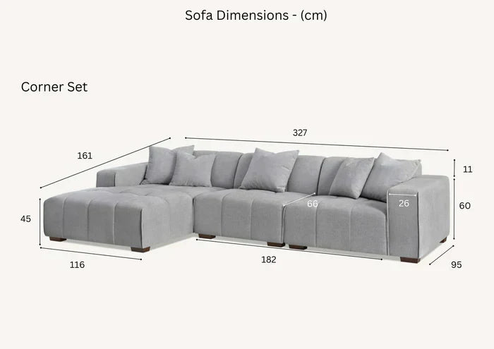 Sofista Leanord Left Corner Sofa in Cloudy Grey Boucle - Sofista Living LTD 