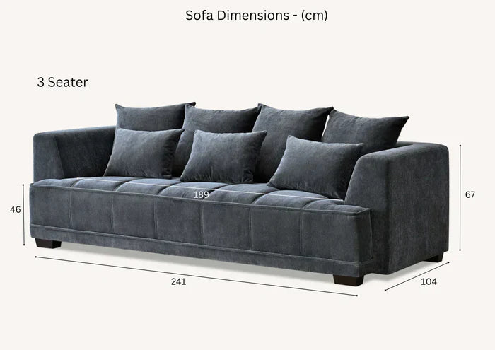 Sofista Gramercy 3 Seater Sofa in Steel Velvet - Sofista Living LTD 