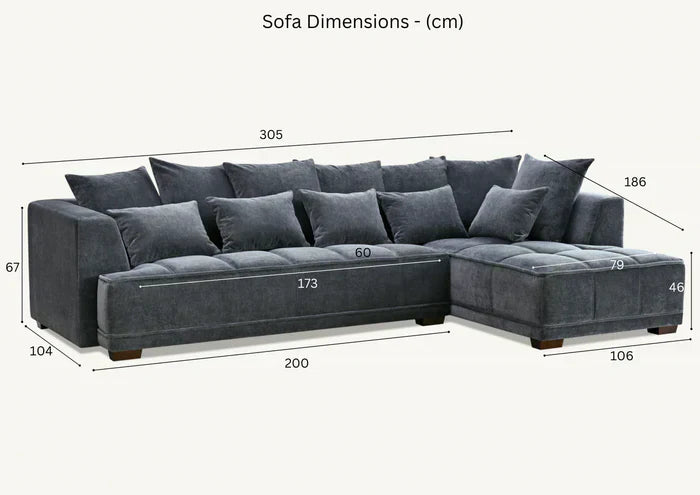 Sofista Gramercy Right Corner Sofa in Steel Velvet - Sofista Living LTD 
