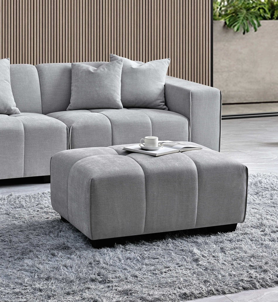 Leanord Footstool in Cloudy Grey Boucle - Sofista Living LTD 
