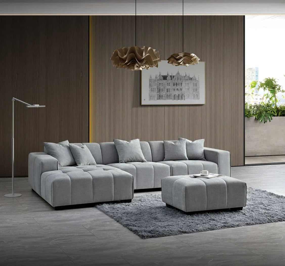 Leanord Corner Sofa in Cloudy Grey Boucle - Sofista Living LTD 