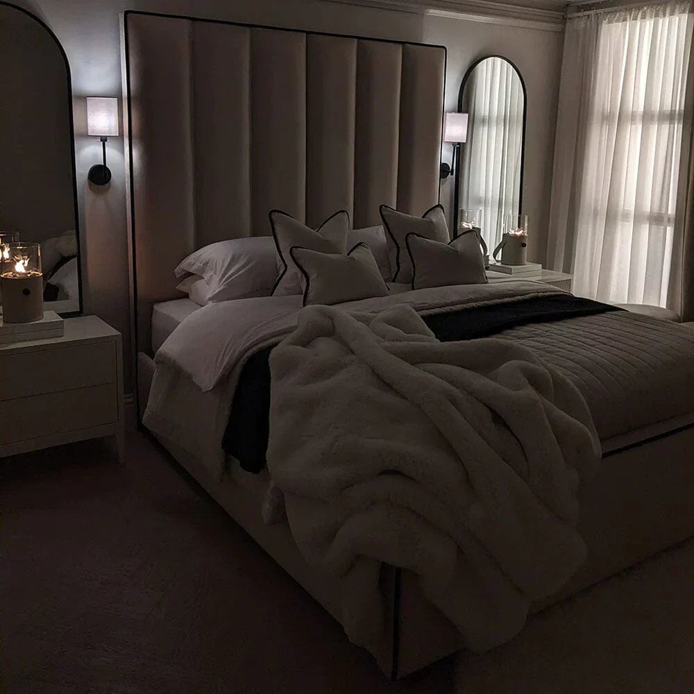 Kensington Luxury Panelled Bed With Contrast Black Piping - Sofista Living LTD 