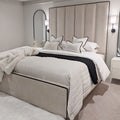 Kensington Luxury Panelled Bed with Contrast Black Piping – Premium Velvet Upholstered Bed UK