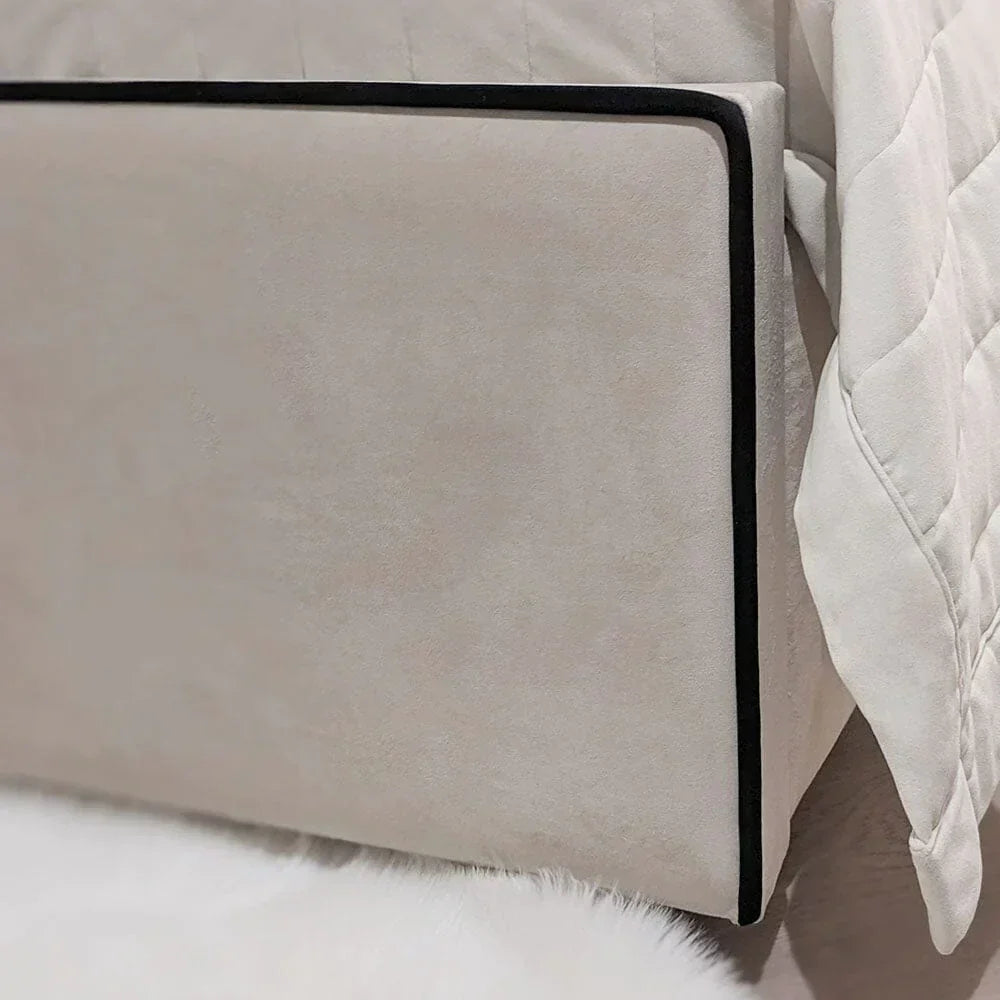 Kensington Luxury Panelled Bed With Contrast Black Piping - Sofista Living LTD 