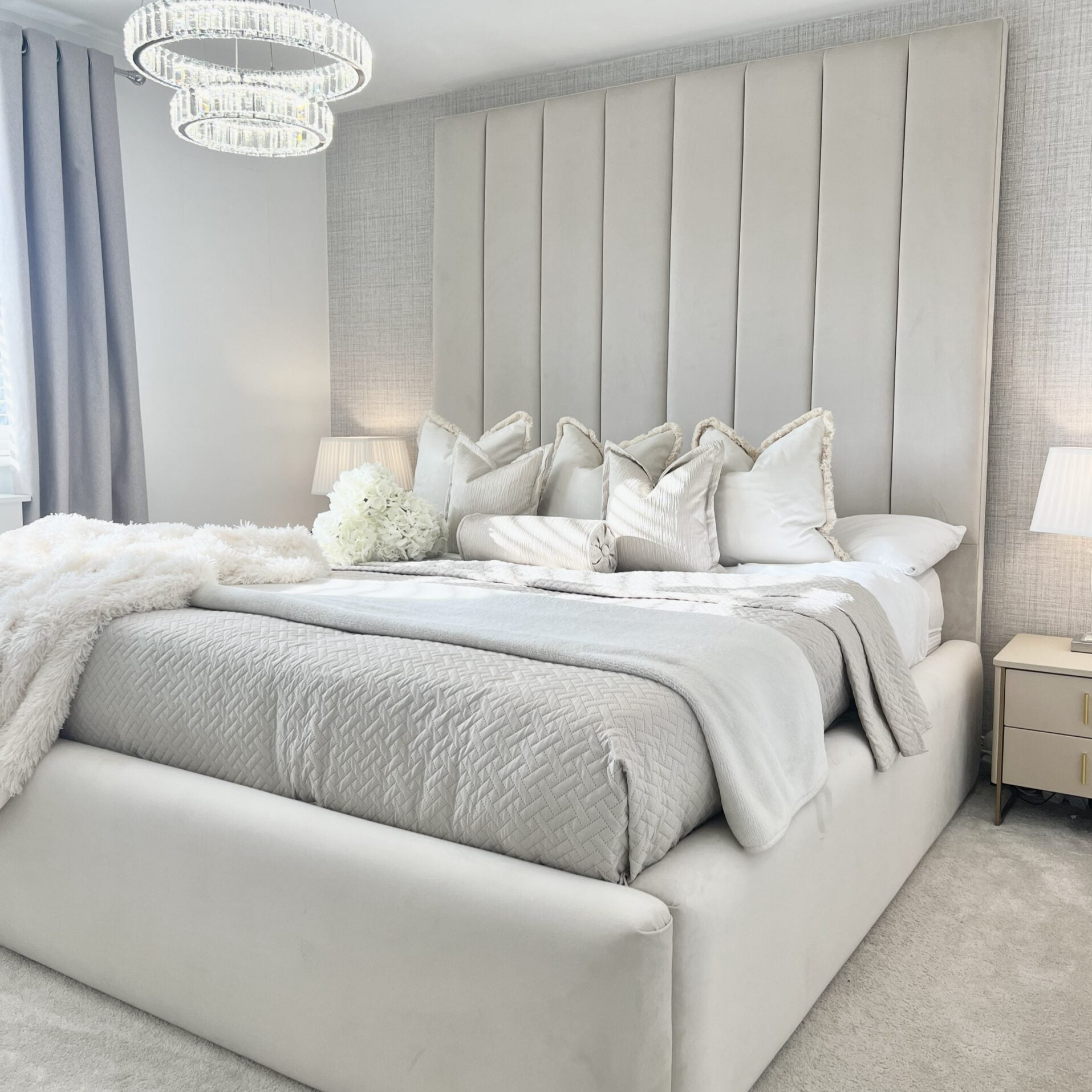 Knightsbridge Tall Headboard Bed – Luxury Upholstered Tall Headboard Bed for Elegant Bedrooms UK