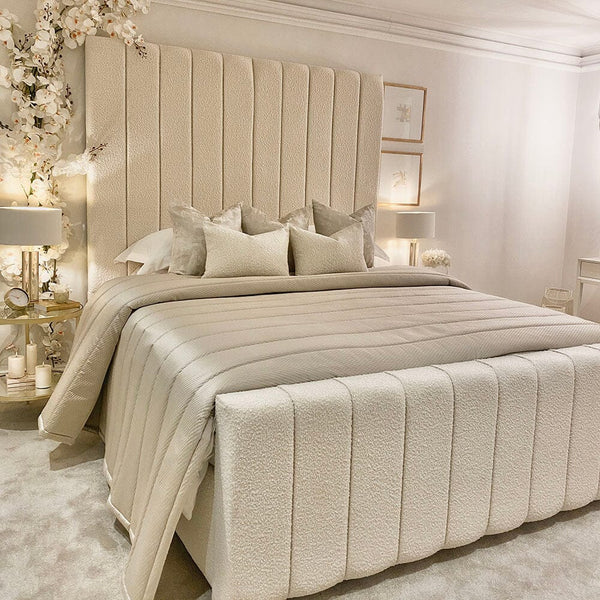 Santorini Boucle Luxury Bed – Premium Bouclé Panelled Upholstered Bed Frame UK